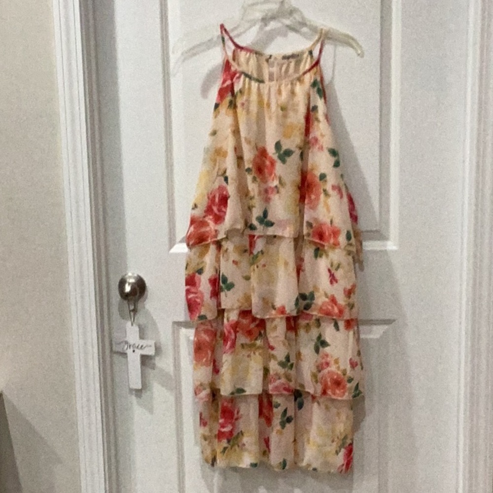 Size 3X Haptics by Holly Harper Plus Peach Floral Dress